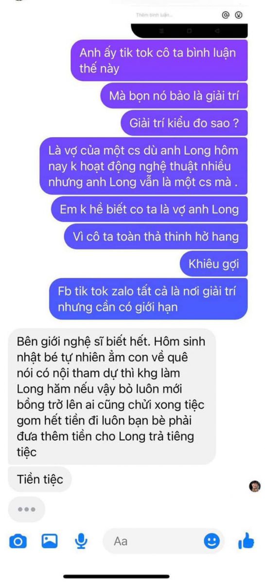 Tin nhắn giữa Phạm Thanh Thảo và một người bạn tố Linh Lan gom tiền bỏ đi, để lại cố NS ở lại lo liệu tiền tiệc sinh nhật con